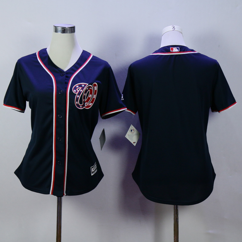 Women Washington Nationals Blank Blue MLB Jerseys->women mlb jersey->Women Jersey